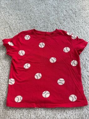 Old Navy Red Tee with White Baseball Print